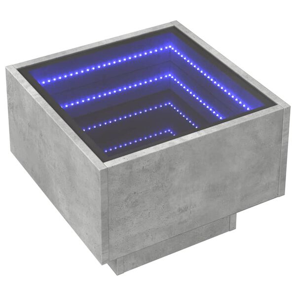 vidaXL Τραπέζι Βοηθητικό με LED Γκρι 40x40x30 εκ. Επεξεργασμένο Ξύλο