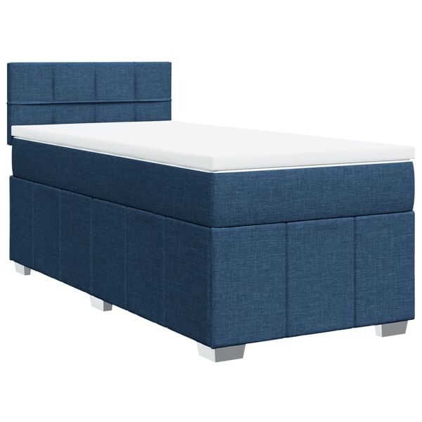 vidaXL Κρεβάτι Boxspring με Στρώμα Μπλε 90x190 εκ.Υφασμάτινο