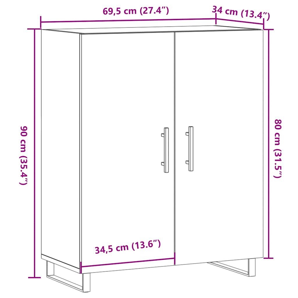 vidaXL Ντουλάπι τεχνίτης Δρυς 69,5 x 34 x 90 εκ. Επεξεργασμένο Ξύλο
