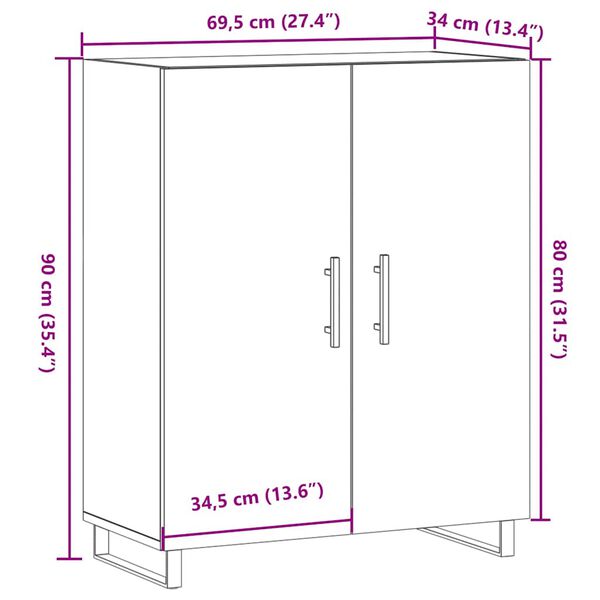 vidaXL Ντουλάπι τεχνίτης Δρυς 69,5 x 34 x 90 εκ. Επεξεργασμένο Ξύλο
