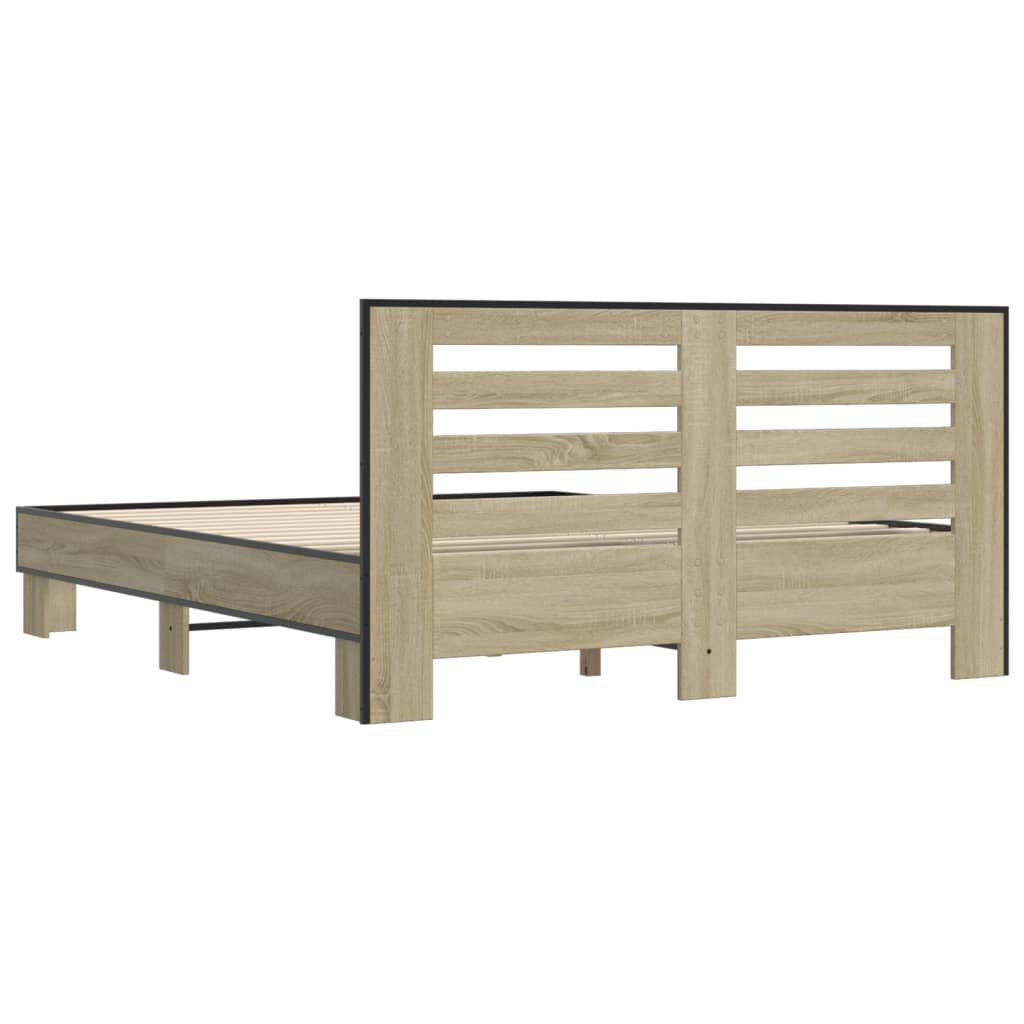 vidaXL Πλαίσιο Κρεβατιού Sonoma Δρυς 160x200 εκ. Επεξ. Ξύλο & Μέταλλο