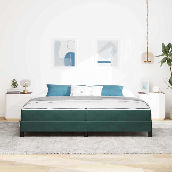 vidaXL Κρεβάτι box spring με στρώμα Σκούρο Πράσινο 200 x 200 cm