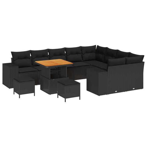 vidaXL Σετ Καναπέ Κήπου 12 pcs Μαύρο συνθετικό ρατάν