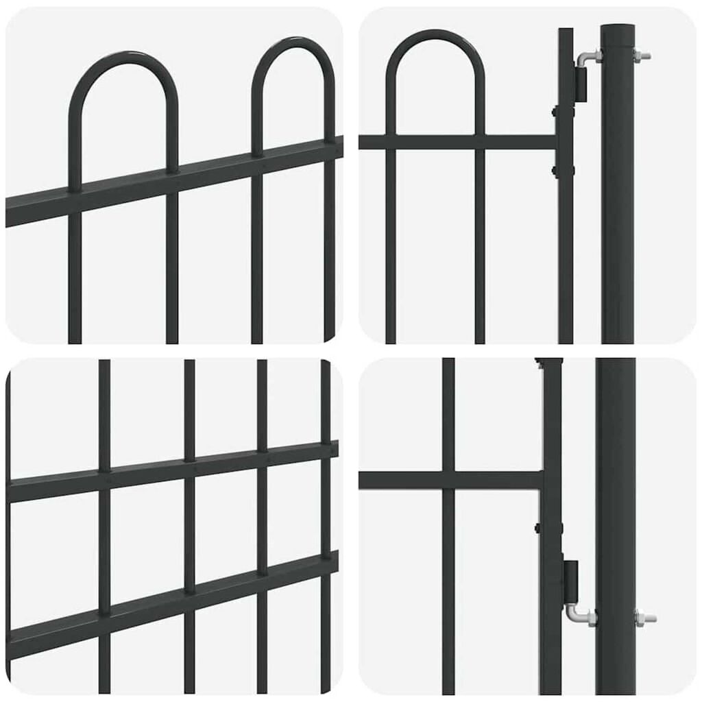vidaXL Πύλη Φράχτη Γκρι 100 x 175 cm Χάλυβας με Επικάλυψη Πούδρας