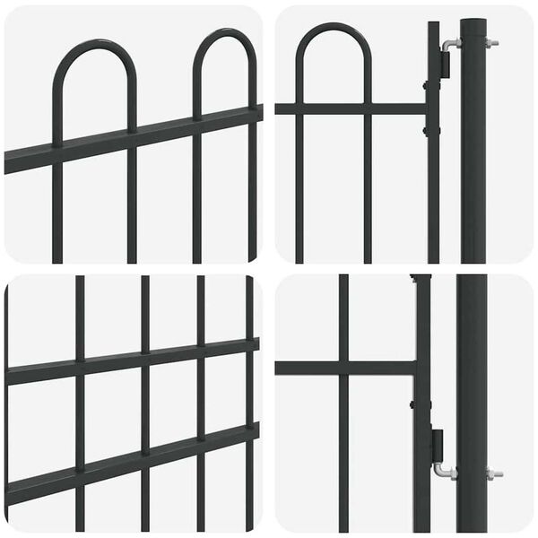 vidaXL Πύλη Φράχτη Γκρι 100 x 175 cm Χάλυβας με Επικάλυψη Πούδρας