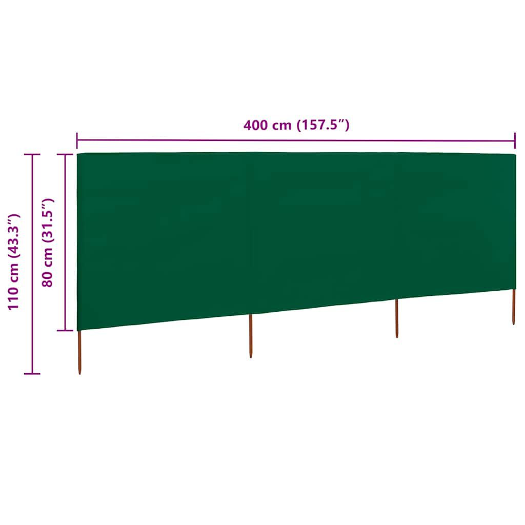 vidaXL Προστατευτικό Αέρα με 3 Πάνελ Πράσινο 400 x 80 εκ. Υφασμάτινο