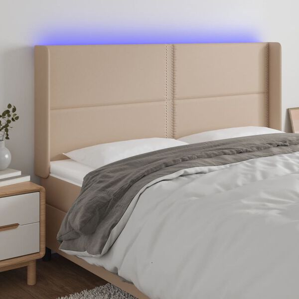 vidaXL Κεφαλάρι Κρεβατιού LED Καπουτσίνο 183x16x118/128 εκ