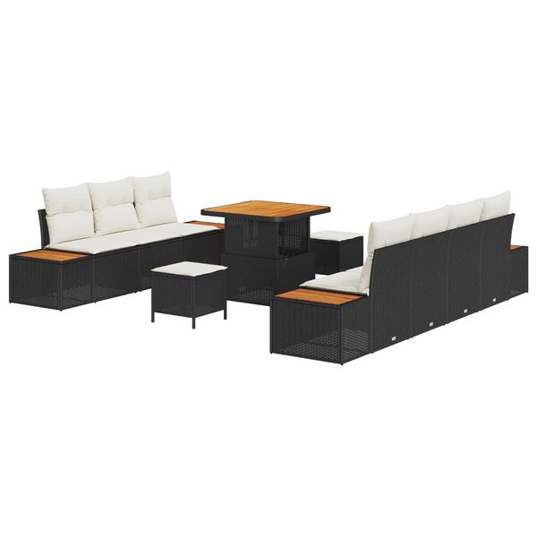 vidaXL Σετ Καναπέ Κήπου 10 pcs Μαύρο και Κρέμα 80 x 80 x 71 cm