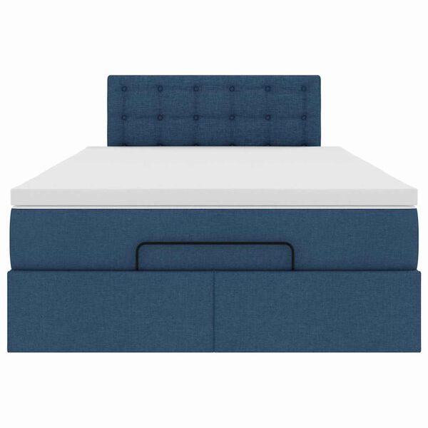 vidaXL Οθωμανικό κρεβάτι με στρώμα μπλε 120x200cm ύφασμα