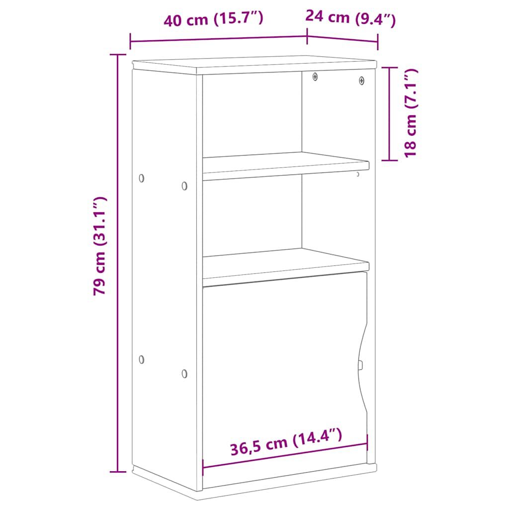vidaXL Βοηθητικό Ντουλάπι ODDA 40x24x79 εκ. από Μασίφ Ξύλο Πεύκου