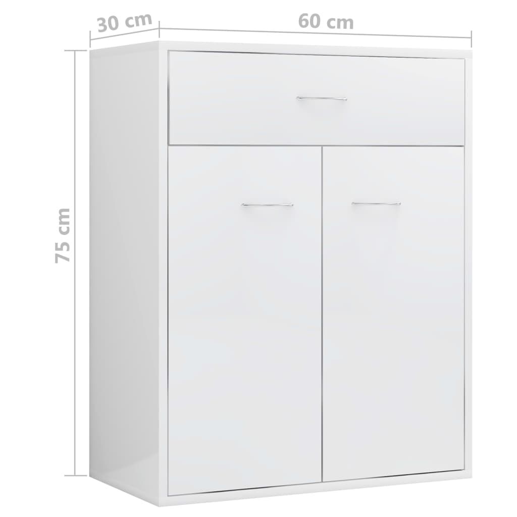 vidaXL Ντουλάπι Γυαλιστερό Λευκό 60 x 30 x 75 εκ. από Επεξ. Ξύλο