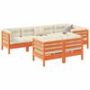 vidaXL Καναπές Κήπου Σετ 7 τεμ. Καφέ Μασίφ Ξύλο Πεύκου με Μαξιλάρια