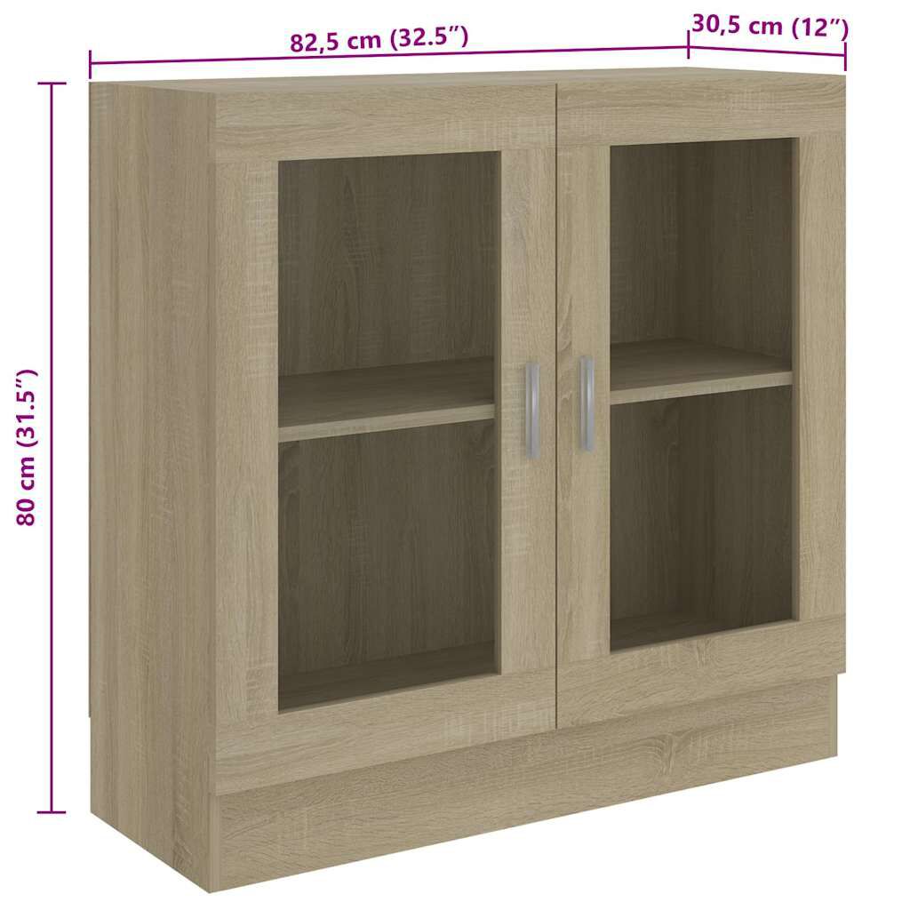 vidaXL Βιτρίνα Χρώμα Sonoma Δρυς 82,5 x 30,5 x 80 εκ. Επεξ. Ξύλο