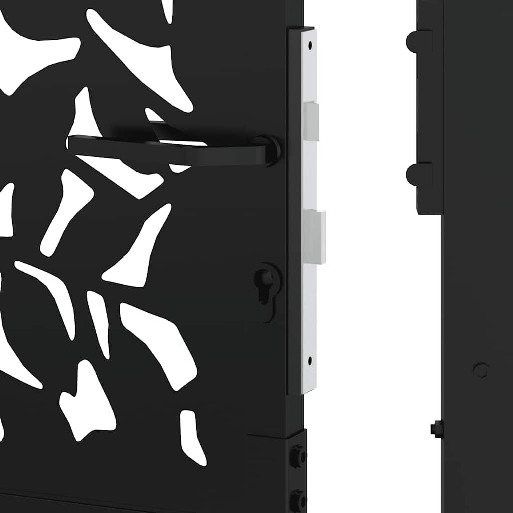 vidaXL Πύλη κήπου Μαύρη 105x180 cm Σχεδιασμός φύλλων χάλυβα