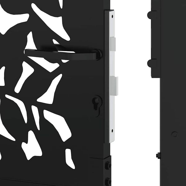 vidaXL Πύλη κήπου Μαύρη 105x180 cm Σχεδιασμός φύλλων χάλυβα