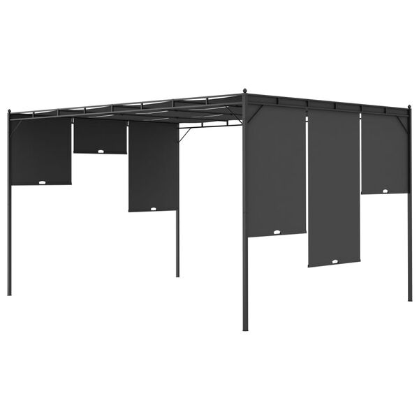 vidaXL Κιόσκι Κήπου Ανθρακί 4 x 3 x 2,25 μ. με Πλαϊνή Κουρτίνα