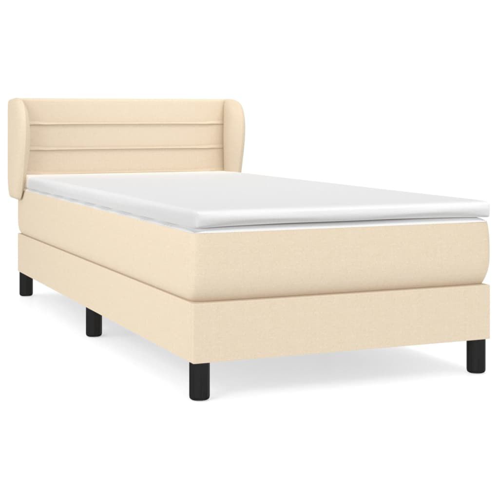 vidaXL Κρεβάτι Boxspring με Στρώμα Κρεμ 80 x 200 εκ. Υφασμάτινο