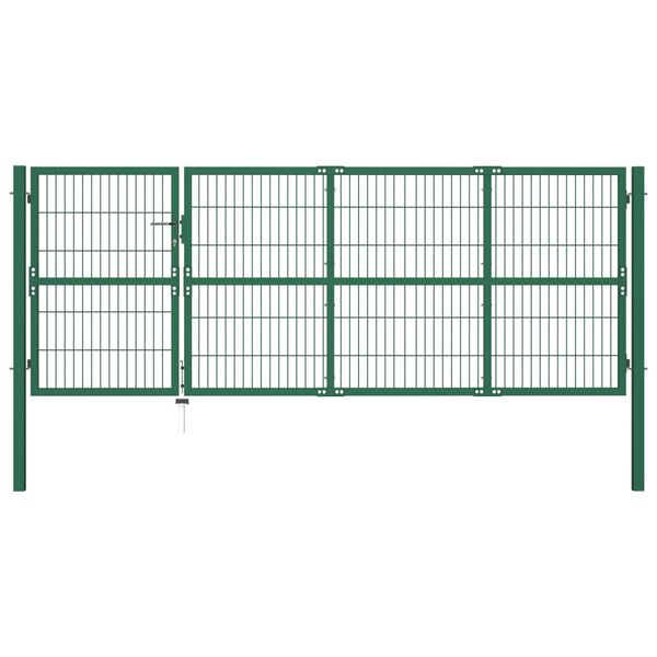 vidaXL Πόρτα Περίφραξης Κήπου Πράσινη 350x120 εκ. Ατσάλινη με Στύλους