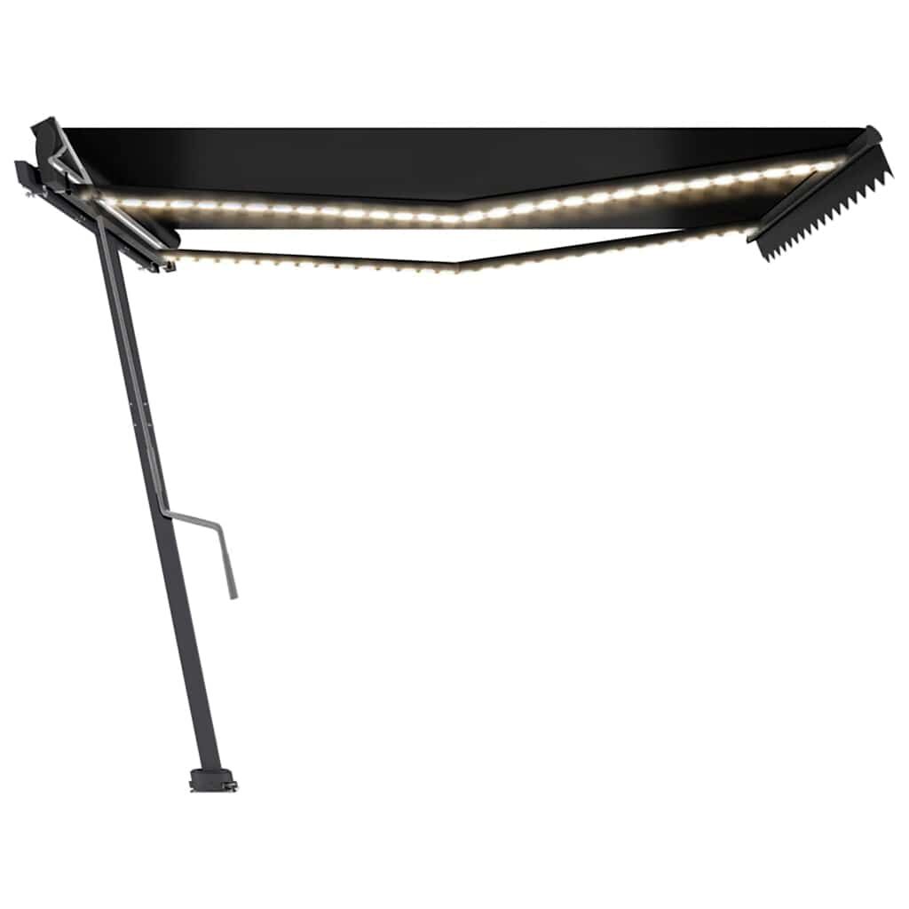 vidaXL Τέντα Συρόμενη Χειροκίνητη με LED Ανθρακί 450 x 300 εκ.