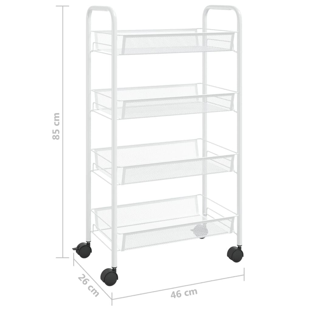 vidaXL Τρόλεϊ Κουζίνας 4 Επιπέδων Λευκό 46 x 26 x 85 εκ. Σιδερένιο