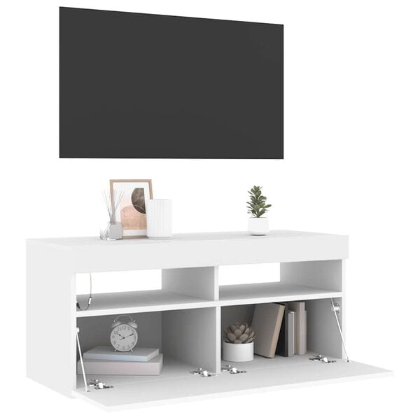 vidaXL Έπιπλο Τηλεόρασης με LED Λευκό 90 x 35 x 40 εκ.