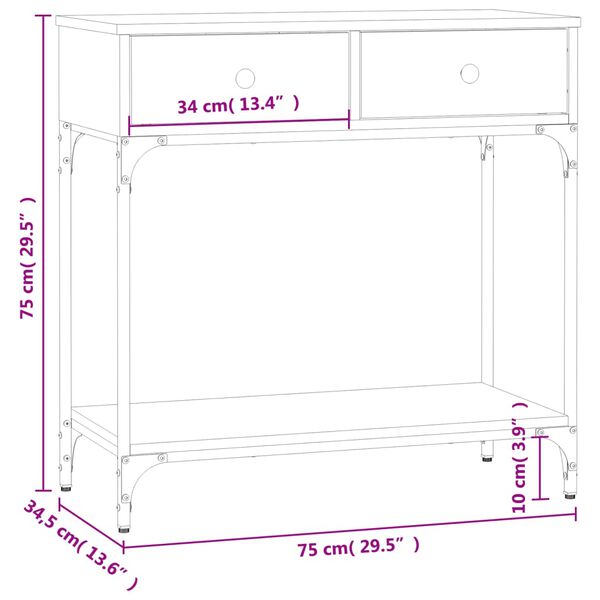 vidaXL Τραπέζι Κονσόλα Μαύρο 75 x 34,5 x 75 εκ. από Επεξεργ. Ξύλο