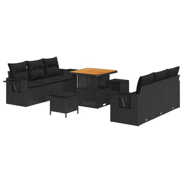 vidaXL Σετ Καναπέ Κήπου 9 pcs Μαύρο συνθετικό ρατάν