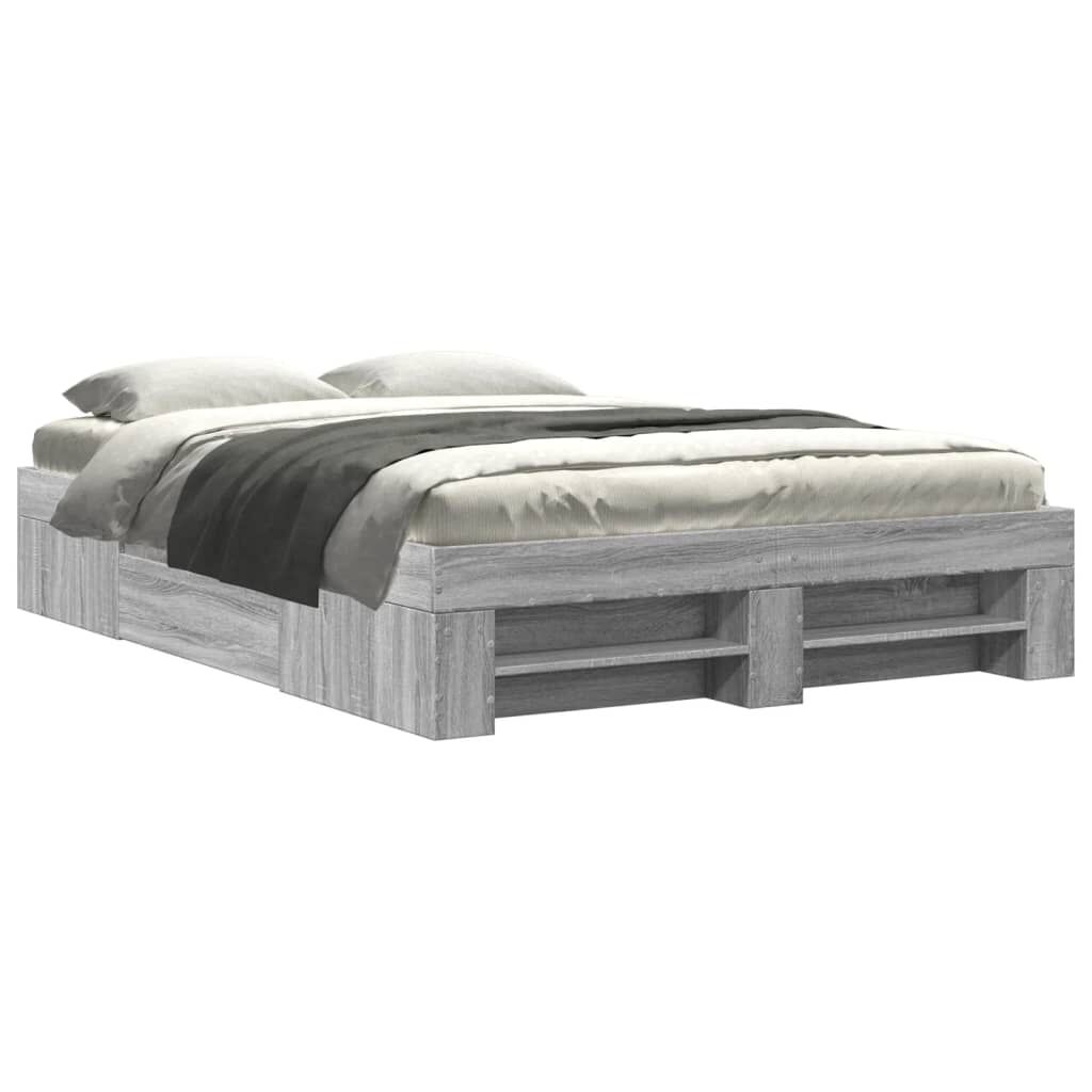 vidaXL Πλαίσιο Κρεβατιού Γκρι Sonoma 140x190 εκ. Επεξεργασμένο Ξύλο