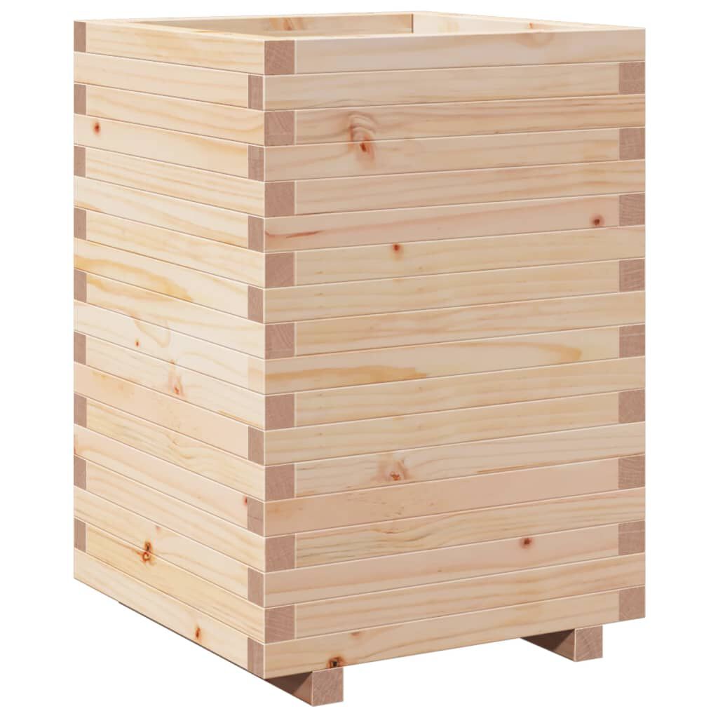 vidaXL Ζαρντινιέρα Λευκή 50x50x72,5 εκ από Μασίφ Ξύλο Πεύκου