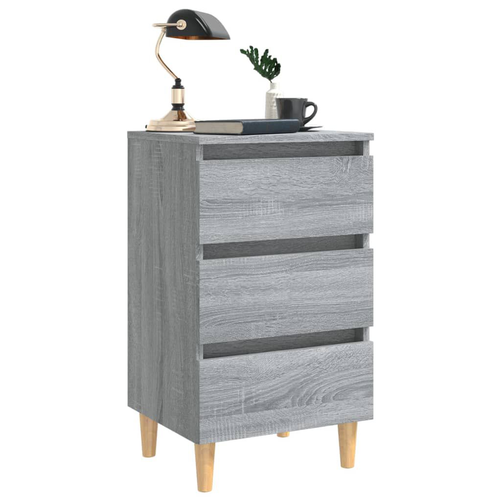 vidaXL Κομοδίνο Γκρι Sonoma 40 x 35 x 69 εκ. με Μασίφ Ξύλινα Πόδια