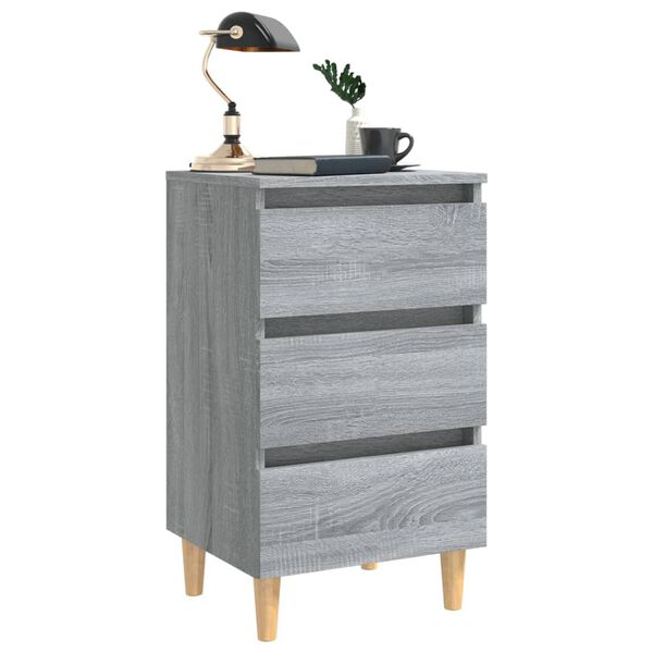 vidaXL Κομοδίνο Γκρι Sonoma 40 x 35 x 69 εκ. με Μασίφ Ξύλινα Πόδια