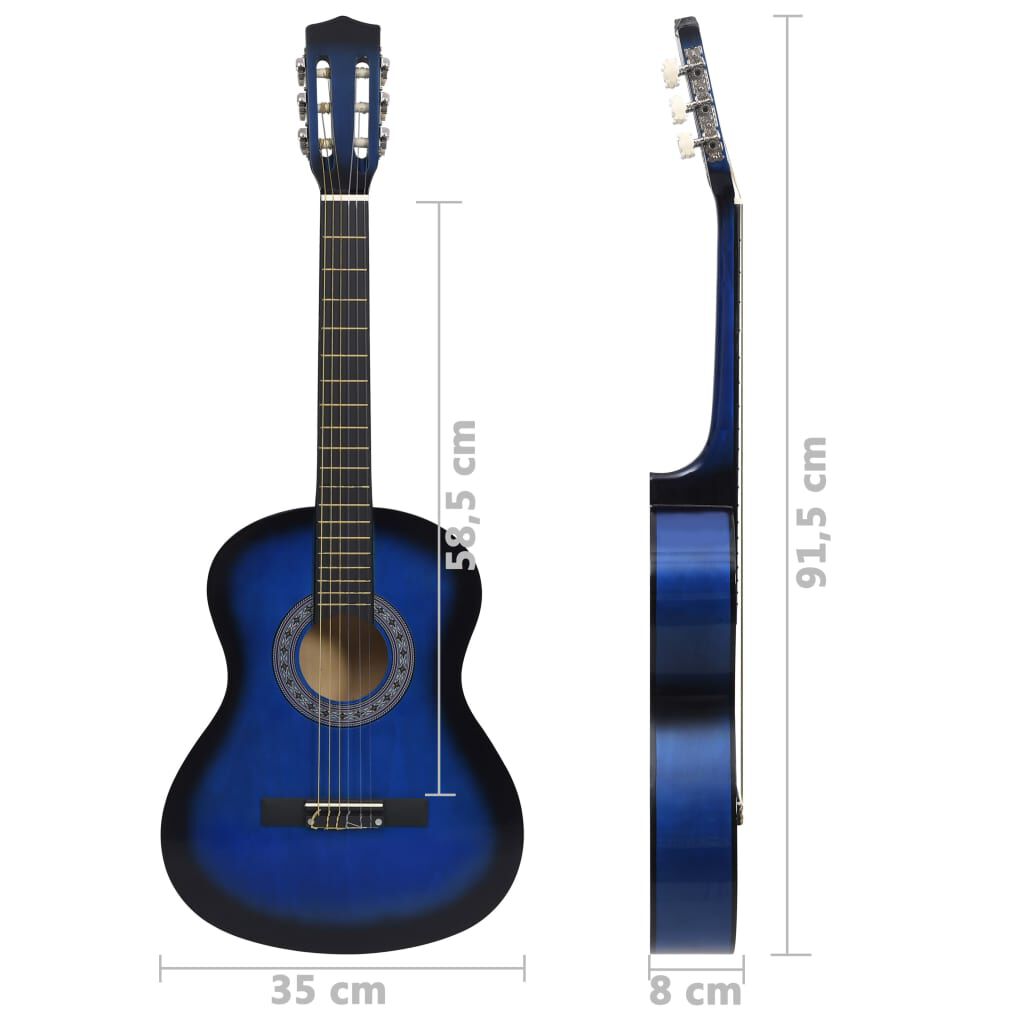vidaXL Κλασική Κιθάρα για Αρχάριους Μπλε 3/4 36'' με Θήκη