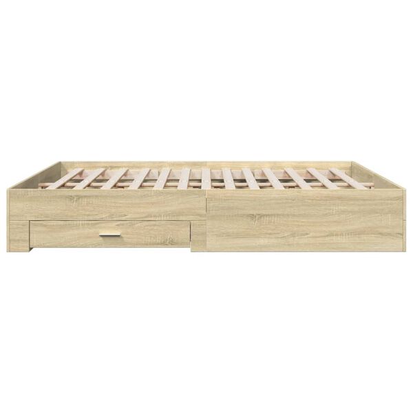 vidaXL Πλαίσιο Κρεβατιού με συρτάρια Sonoma Δρυς 200x200εκ. Επεξ. Ξύλο