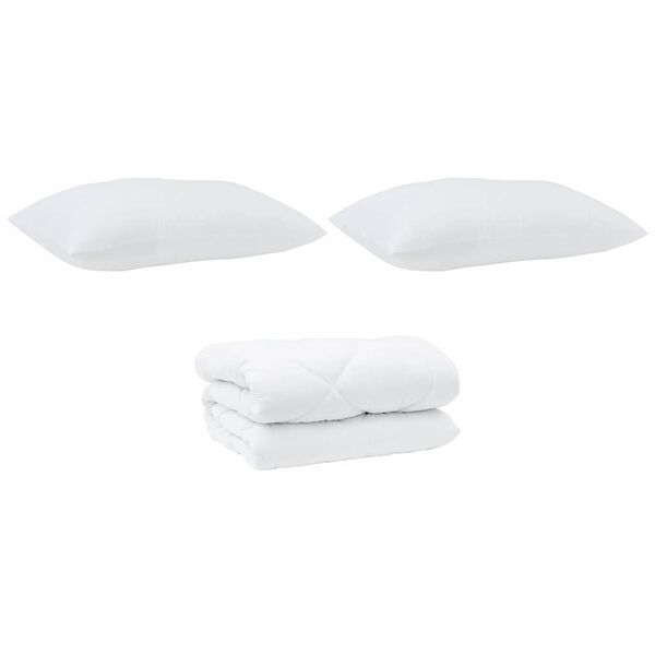 vidaXL Πάπλωμα Άλλο με μαξιλάρι 3 pcs Λευκό 200 x 220 cm Μικροΐνες