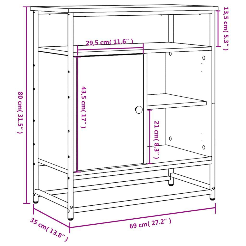 vidaXL Ντουλάπι Καπνιστή Δρυς 69x35x80 εκ. από Επεξεργασμένο Ξύλο