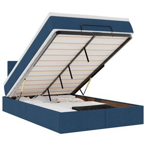 vidaXL Οθωμανικό κρεβάτι με στρώμα μπλε 120x200cm ύφασμα