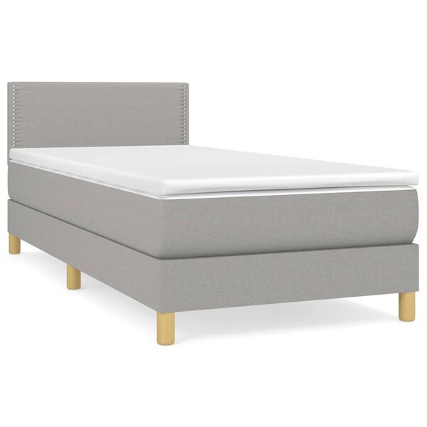 vidaXL Κρεβάτι Boxspring με Στρώμα Ανοιχτό Γκρι 100x200 εκ. Υφασμάτινο