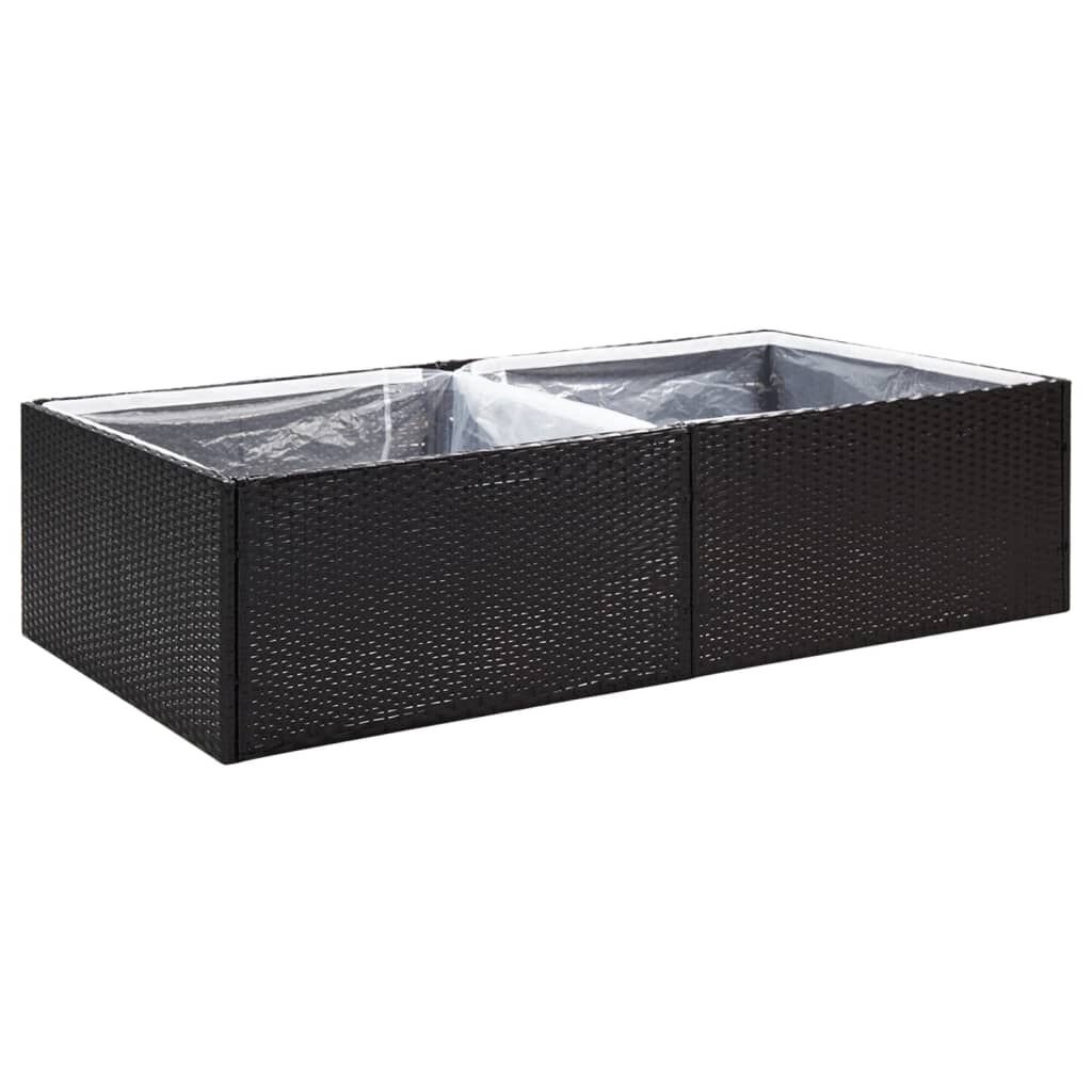 vidaXL Ζαρντινιέρα Κήπου Μαύρη 157 x 80 x 40 εκ. από Συνθετικό Ρατάν