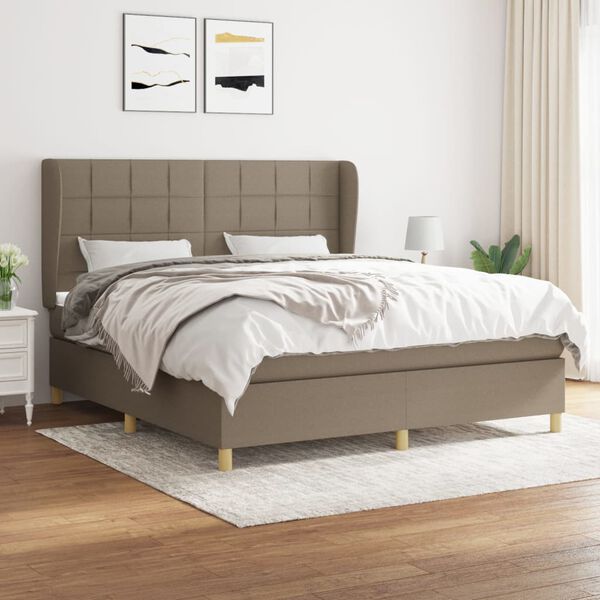 vidaXL &Kappa;&rho;&epsilon;&beta;ά&tau;&iota; Boxspring &mu;&epsilon; &Sigma;&tau;&rho;ώ&mu;&alpha; Taupe 180x200 &epsilon;&kappa;. &Upsilon;&phi;&alpha;&sigma;&mu;ά&tau;&iota;&nu;&omicron;