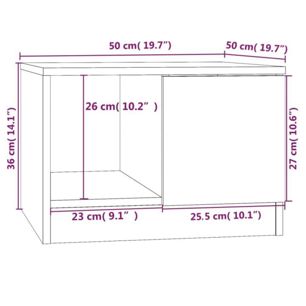 vidaXL Τραπεζάκι Σαλονιού Καφέ Δρυς 50x50x36 εκ. Επεξεργασμένο Ξύλο