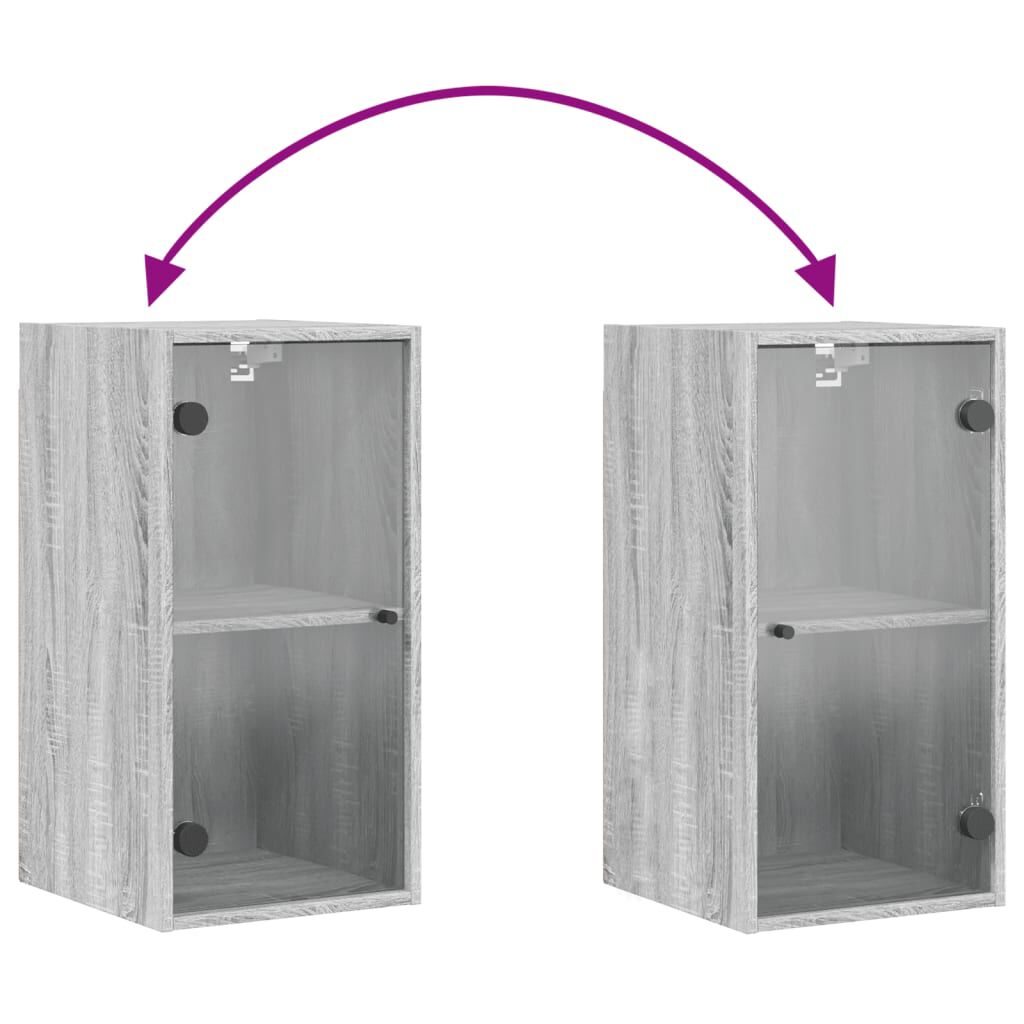 vidaXL Ντουλάπι Τοίχου Sonoma Γκρι 35x37x68,5 εκ. με Γυάλινες Πόρτες