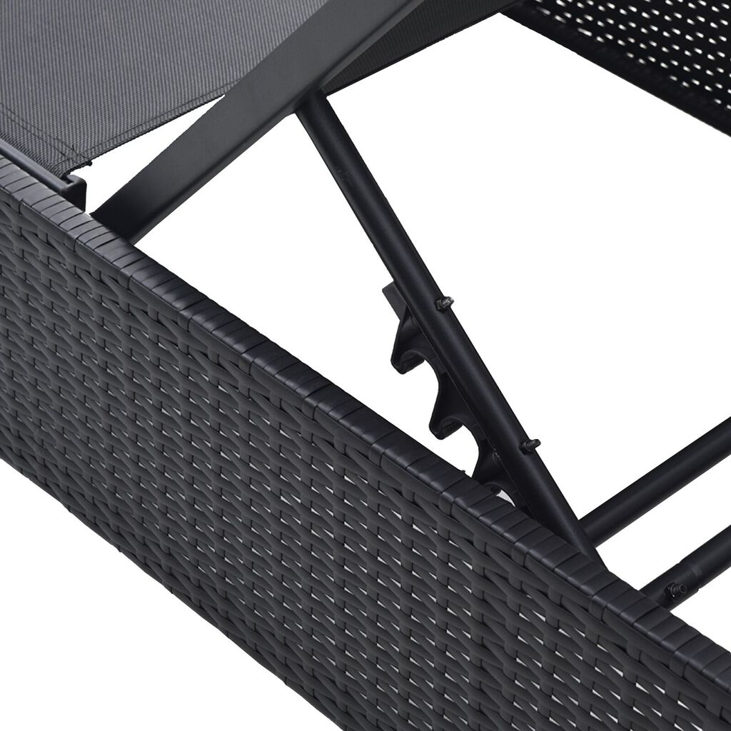 vidaXL Ξαπλώστρα Μαύρη 60x200x27 εκ Ρατάν