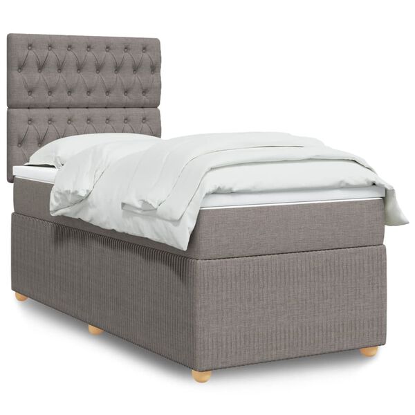 vidaXL &Kappa;&rho;&epsilon;&beta;ά&tau;&iota; Boxspring &mu;&epsilon; &Sigma;&tau;&rho;ώ&mu;&alpha; Taupe 100 x 200 &epsilon;&kappa;. &Upsilon;&phi;&alpha;&sigma;&mu;ά&tau;&iota;&nu;&omicron;