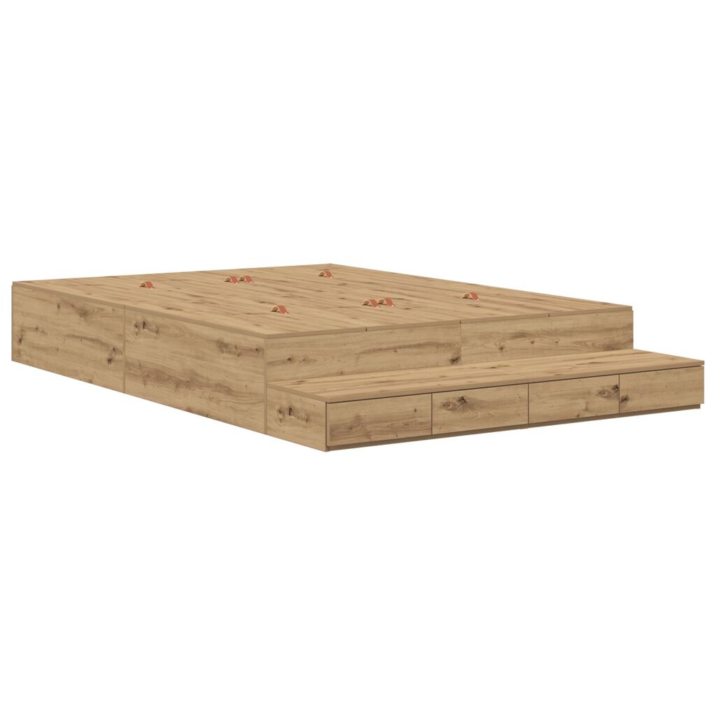 vidaXL Κρεβάτι αποθήκευσης Artisan Oak 140x190 εκ.