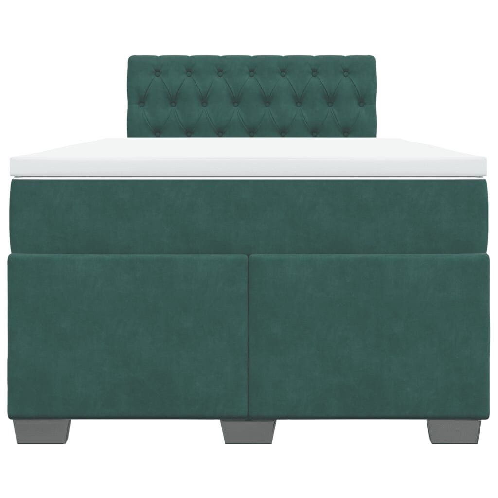 vidaXL Κρεβάτι Boxspring με Στρώμα Σκούρο Πράσινο 120x200εκ. Βελούδινο
