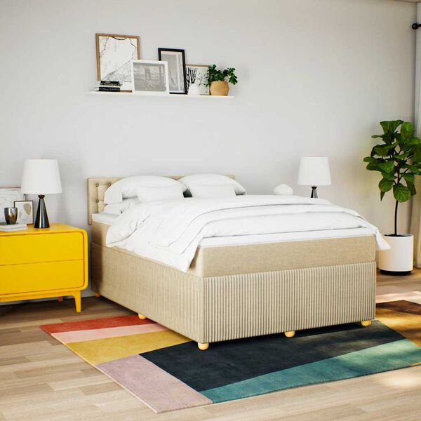 vidaXL &Kappa;&rho;&epsilon;&beta;ά&tau;&iota; Boxspring &mu;&epsilon; &Sigma;&tau;&rho;ώ&mu;&alpha; &Kappa;&rho;&epsilon;&mu; 140x200 &epsilon;&kappa;. &Upsilon;&phi;&alpha;&sigma;&mu;ά&tau;&iota;&nu;&omicron;
