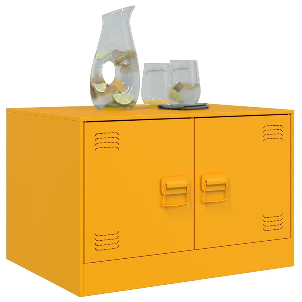 vidaXL Τραπέζι Κήπου Κίτρινο Μουσταρδί 67x50x44 εκ. Ατσάλινο