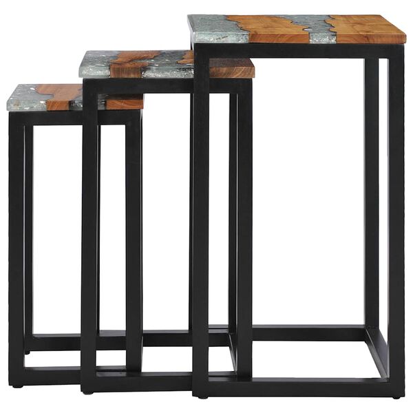 vidaXL Τραπεζάκια Ζιγκόν 3 τεμ. από Μασίφ Ξύλο Teak / Συνθετική Ρητίνη