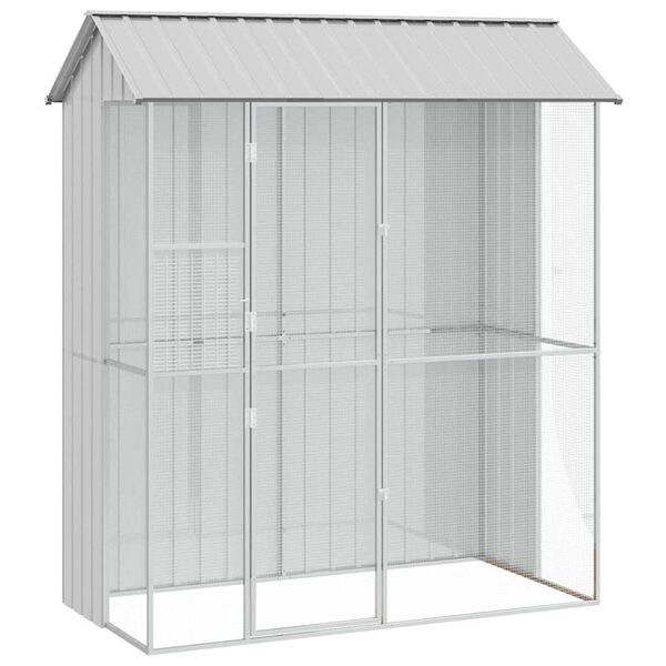 vidaXL Κλουβί Πουλιών Γκρι 215 x 110 x 247 εκ. Γαλβανισμένος χάλυβας