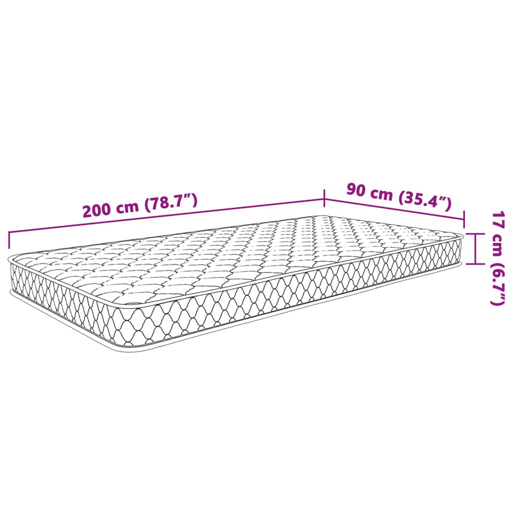 vidaXL Στρώμα Αφρού Μνήμης 200 x 90 x 17 εκ.